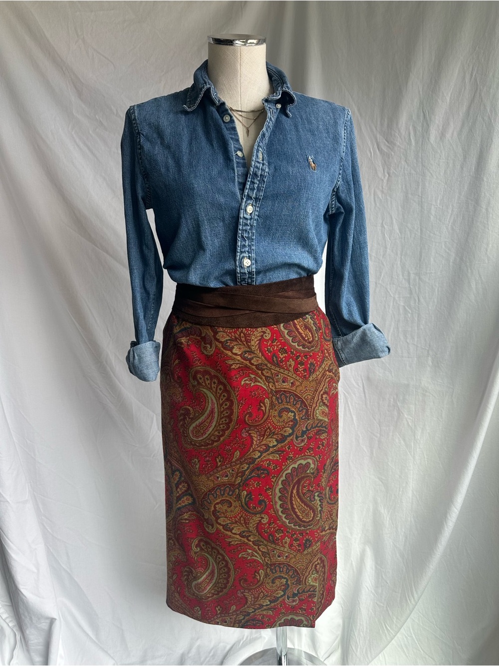 Vintage Ralph Lauren Inspired Handmade Paisley Skirt - Size S/M